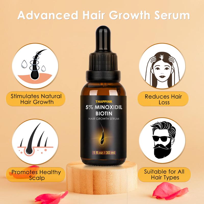 Minoxidil 5% Hair Growth Serum Oil Biotin Hair Regrowth Treatment for Scalp Hair Loss Hair Thinning for Men Women 1 fl.oz