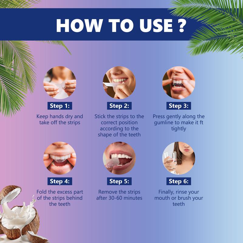 Teeth Whitening Strips - 7-Day Treatment with Non-Slip, Dry Strip Technology - Whitening Designed with Care for a Brighter Smile Coconut Oral Coconut Oral christmas 2024 ornament nobs toothpaste