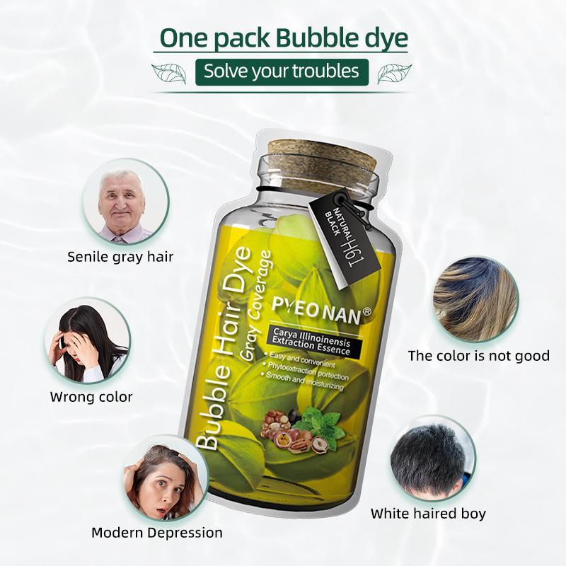 PYEONAN Unisex Bubble Hair Dye, Black or Dark Brown Coloring with Natural Plant Extracts, 2 In 1 Grey Coverage & Haircare Hair Dyeing Gel