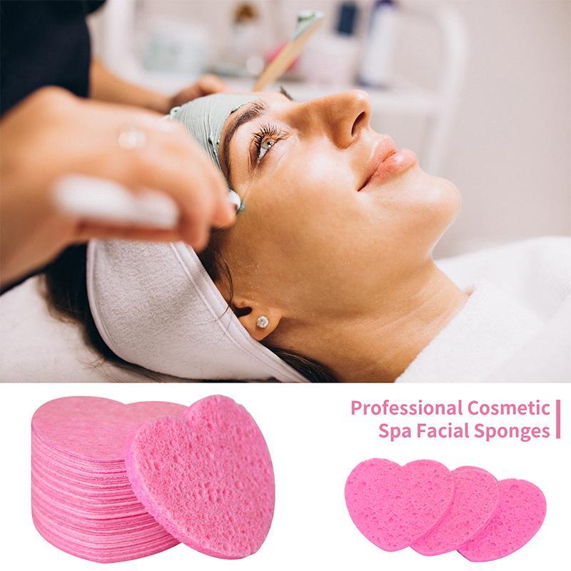 Comfort Heart Shaped Compressed Facial Cleansing Sponges, 20pcs set Natural Facial Cleansing Pads, Summer Reusable Facial Exfoliating Cleansing Tools, Cruel Summer, Skincare Products, Christmas Gift