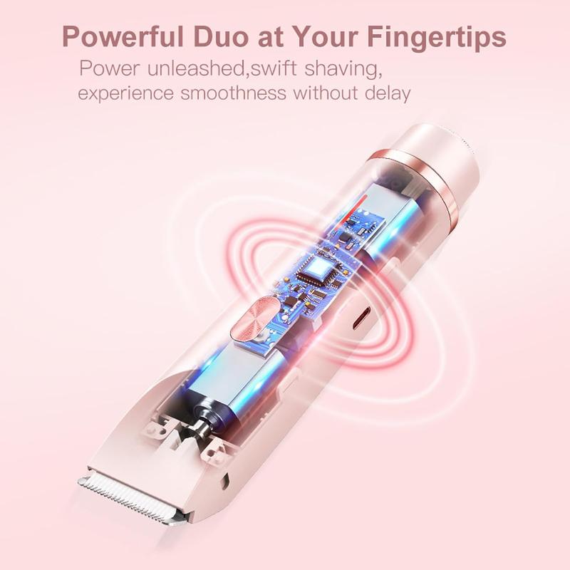 Electric Hair Trimmer for Women, 1 Box 2 in 1 Waterproof Wet & Dry Use Hair Trimmer & Accessories, Rechargeable Body Hair Shaver for Women, Christmas Gift, Mom Gifts