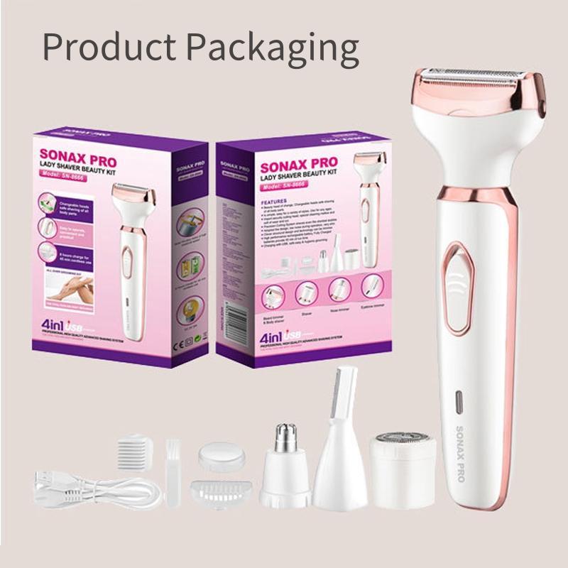 4 in 1 Electric Hair Removal Tool, USB Rechargeable Grooming Kit for Body, Face, Nose, Arms, Legs, Bikini Area, Body Razor for Women