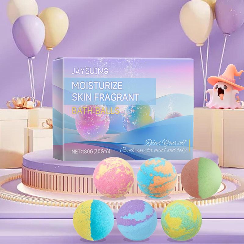 Moisturizing Bubble Bath Ball Gift Box, 6 Counts box Natural Plant Extract Fragrance Bubble Bath Ball, Body Care Set for Women