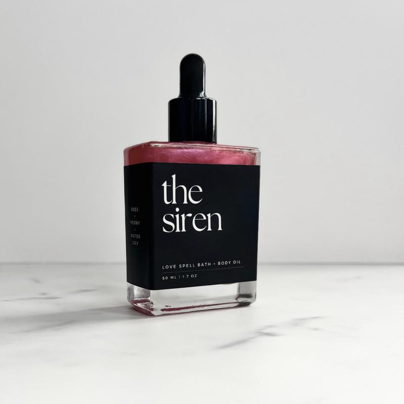 The Siren | Love Spell Ritual Bath + Body Oil | Shimmer Oil | Rose + Peony + Water Lily + Hibiscus