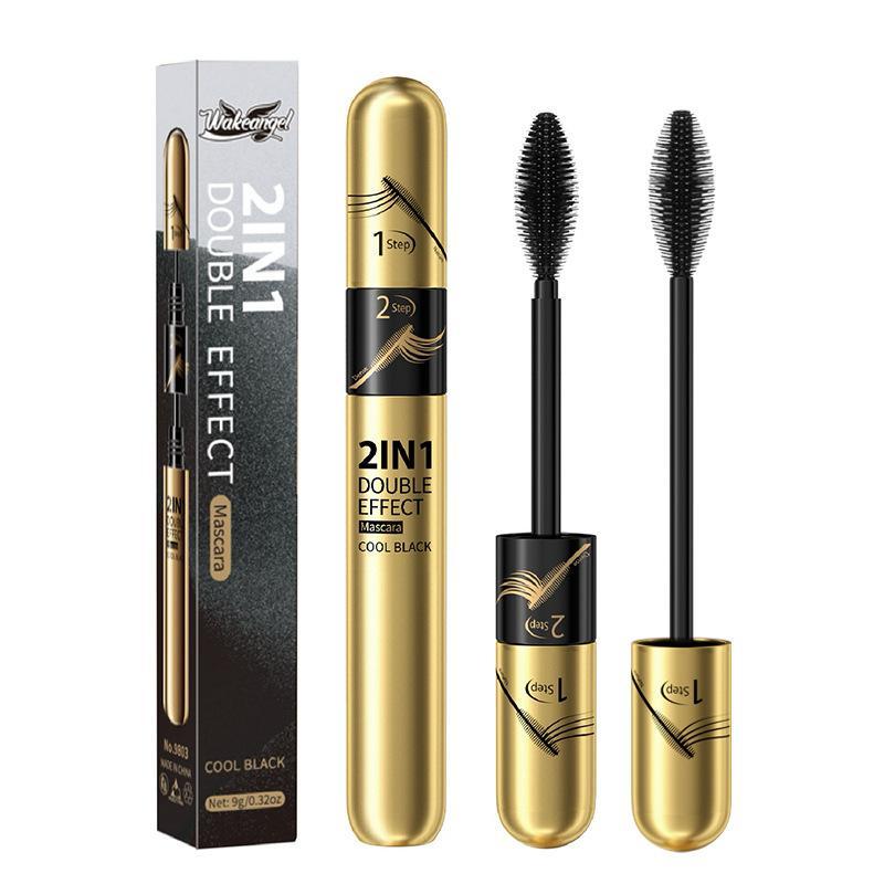 Waterproof Long Lasting Mascara, 1 Count 2 in 1 Natural Curl Eyelashes Mascara, Eyelashes Lengthening Volumizing Defining, Professional Eye Makeup Products