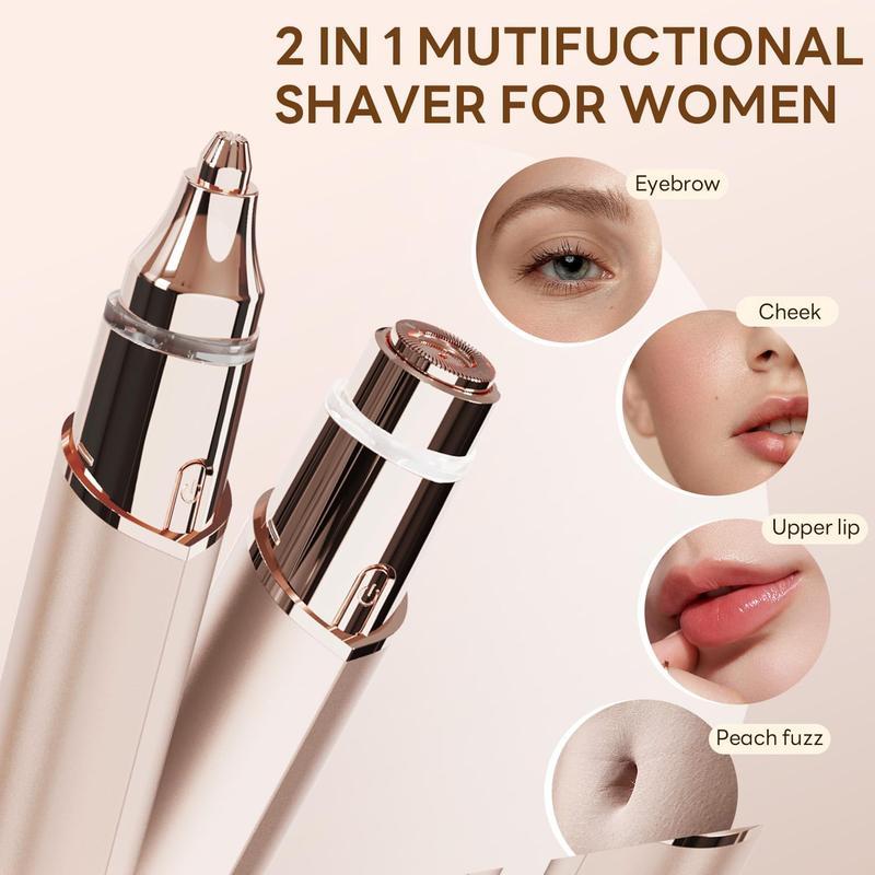 Bikini Trimmer for Women, Electric Shaver and Razor Rechargeable 2-in-1 Body and Facial Epilator, Dual Heads for Painless Trimming of Pubic Hair, Face, Underarms and Legs, IPX7 Waterproof. Christmas Gift New Year Gift