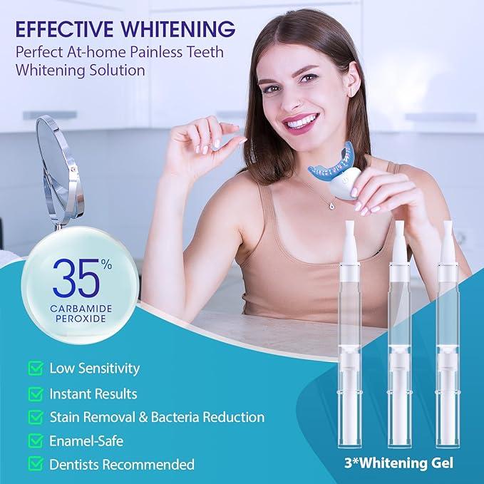 Bestek Teeth Whitening Kit - 32X Two-Tone LED Light Tooth Whitener with 35%C Teeth Whitening Gel,  Remove Stains from Coffee, Smoking, Wines