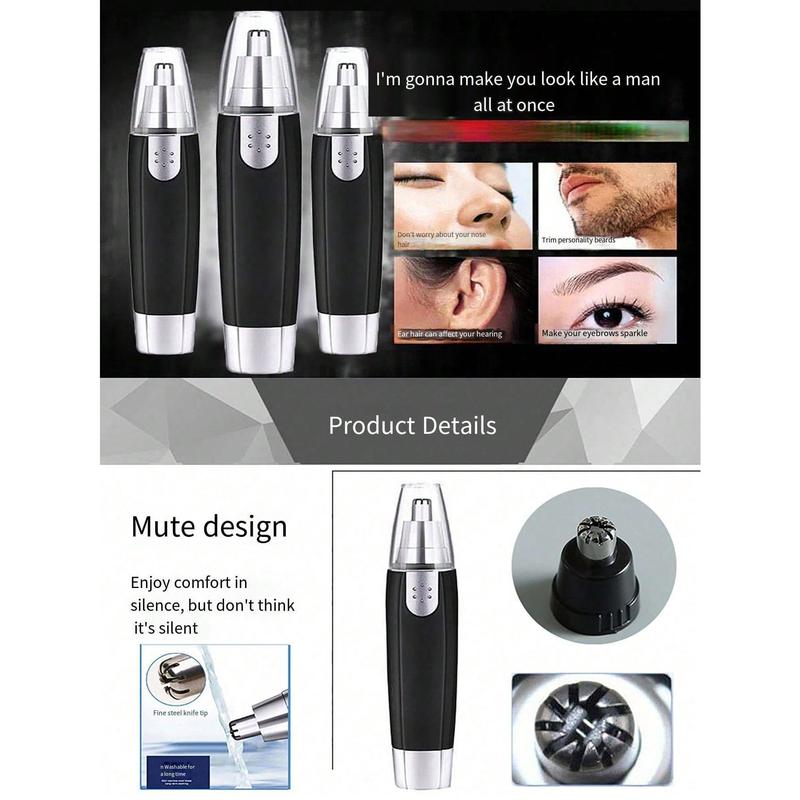 Water Resistant Nose Hair Trimmer For Men And Women - Painless Ear And Facial Hair Removal With Dual Edge Blades And Mute Motor