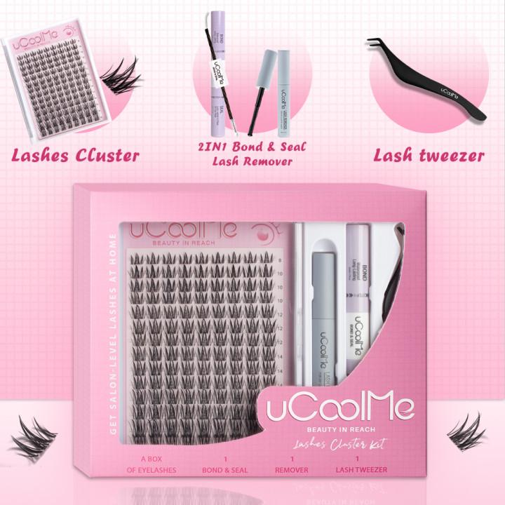 uCoolMe Lashes Cupid C Curl Lash Clusters DIY Lash Extensions WaterProof Ultra Thin Invisible Band Individual Cluster Lashes Super Soft  Longlasting DIY Eyelash Extension at Home For Girls