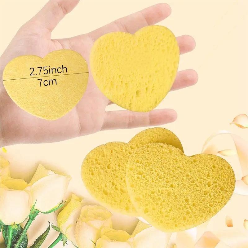 Comfort Heart Shaped Compressed Facial Cleansing Sponges, 20pcs set Natural Facial Cleansing Pads, Summer Reusable Facial Exfoliating Cleansing Tools, Cruel Summer, Skincare Products, Christmas Gift