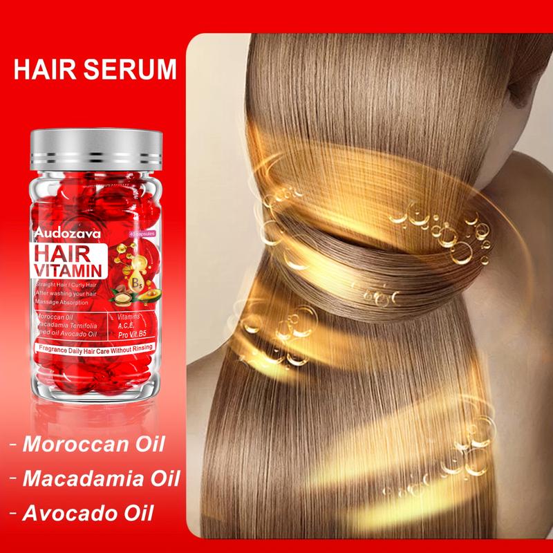 2-Pack (80 Capsules ) Hair Vitamin Serum Oil Capsules - Nourishing Treatment with Vitamins A, C, E & Pro B5 | Enriched with Moroccan, Macadamia & Avocado Oils | No-Rinse Formula for Dry, Damaged Hair | Moisturizing Solution for Women & Men