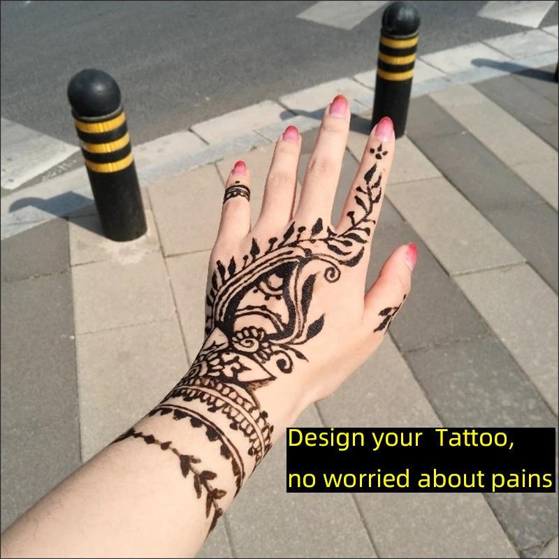 Henna Tattoo Paste, 12pcs box Long Lasting Natural Look Temporary Tattoo Body Art Paint, Body Makeup for Women & Girls