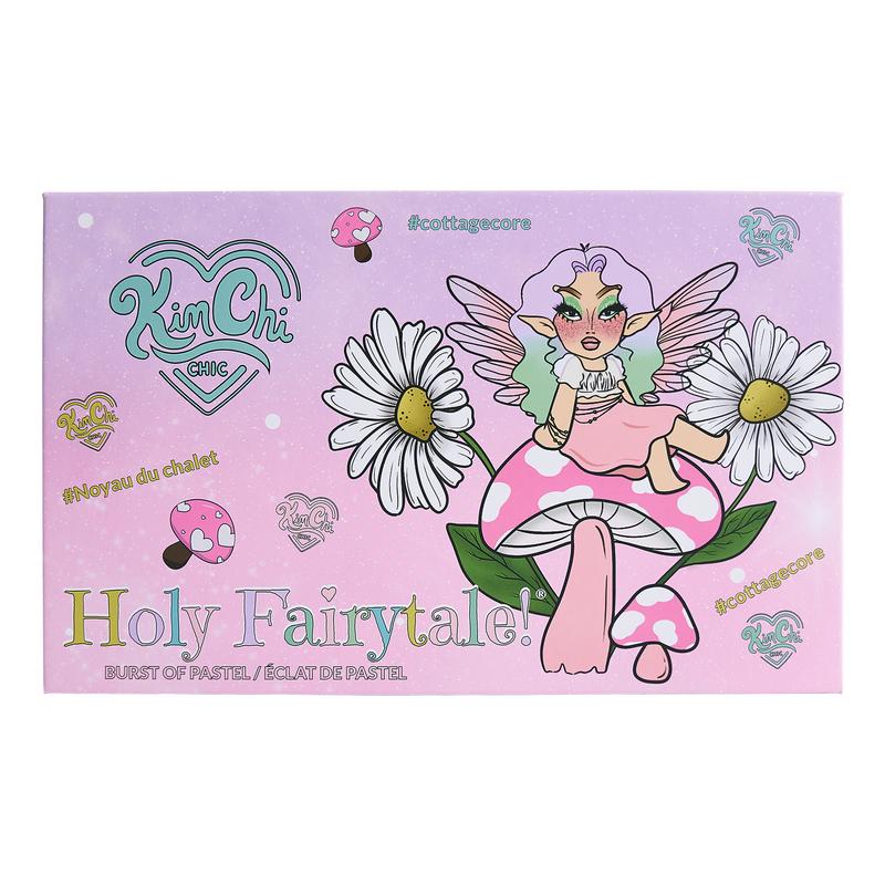 KimChi Chic Holy Fairy Tale Eyeshadow Palette - 40 Pressed Pigments, Pastel & Rainbow Bright Color Shades, Cosmetic Makeup