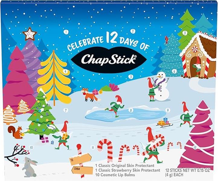 ChapStick 12 Days of Christmas Advent Calendar Lip Balm Gift Set - 0.15 Oz