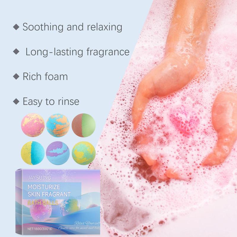 Moisturizing Bubble Bath Ball Gift Box, 6 Counts box Natural Plant Extract Fragrance Bubble Bath Ball, Body Care Set for Women