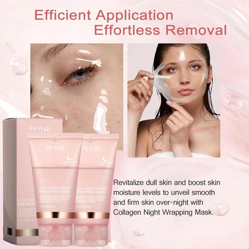 Collagen Overnight Wrapping Peel Off Facial Mask, 7 Counts set Hydrating & Tightening Skin Care Mask, Improves Skin Elasticity Care Facial Mask