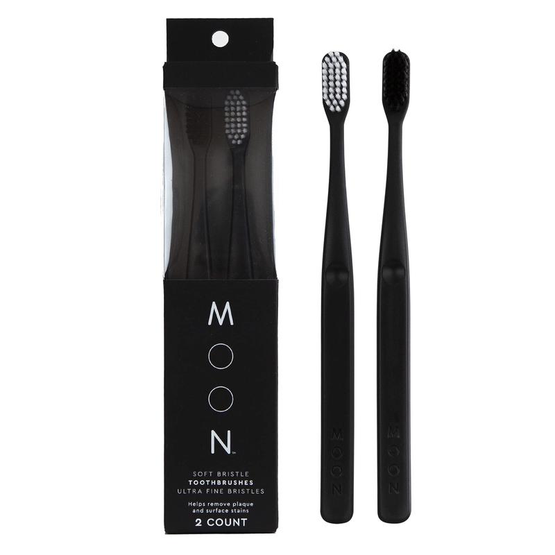 MOON Soft Bristle Toothbrushes, White and Black Sleek Design, Gentle Cleaning, Ideal for Daily Oral Care, Soft Bristles for Comfortable Use, (2 Pack) Lightweight