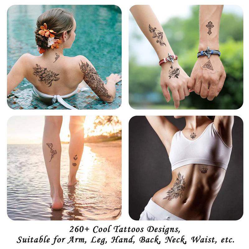 70 Sheets Flower Temporary Tattoos for Women, Includes 10 Half Arm Tattoos Temporary That Look Real and Last Long, Fake Tattoo Semi Permanent Tattoo for Men and Girl