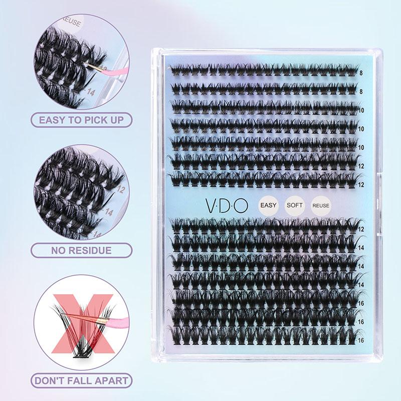 V · D · O DIY Lash Cluster Kit Makeup, natural eyes DIY Fluffy lash clusters kit false lash falsies eyelashes, christmas 2024 ornament lash tweezer