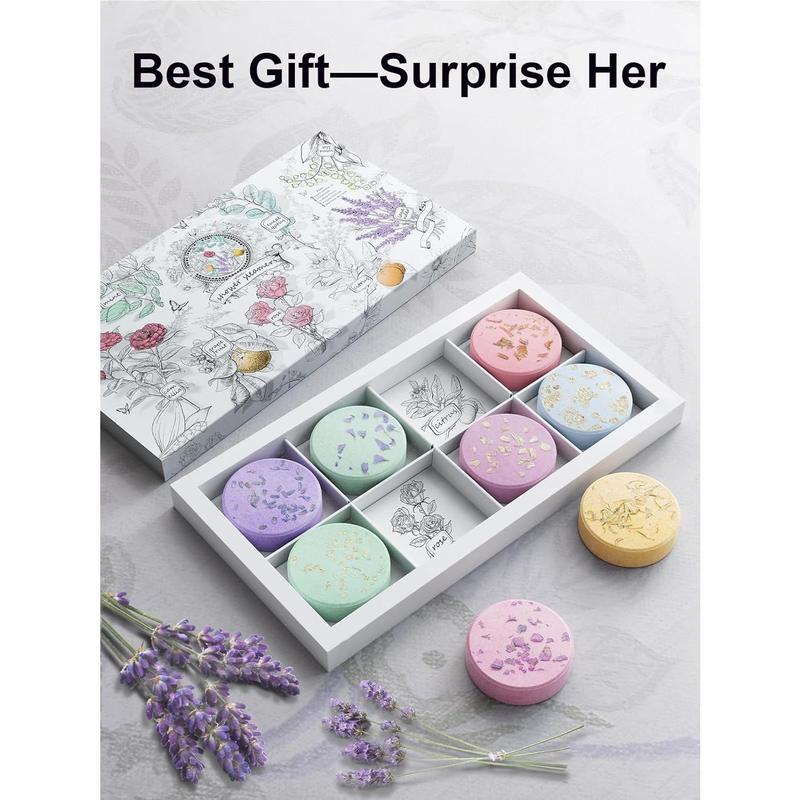 Shower Steamers Aromatherapy Stocking Stuffers 8 Scents, Christmas Gifts for Women Elegant Packaging Birthdays Gifts for Mom, Lavender Natural Essential Oil Home Spa Self Care & Relaxing