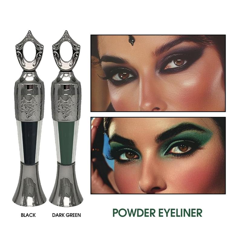 Powder Eyeliner, 100% Natural powder eyeliner, Easy to Apply Formula, Easily Removed, Last for All Day Long (Black, Large)