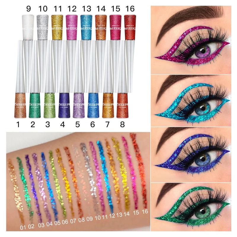 Long Lasting Glitter Eyeliner Gel, 8 Counts set Shimmering Eyeliner Stick, Colorful Eye Liner Pen, Eye Makeup Tool for Women & Girls