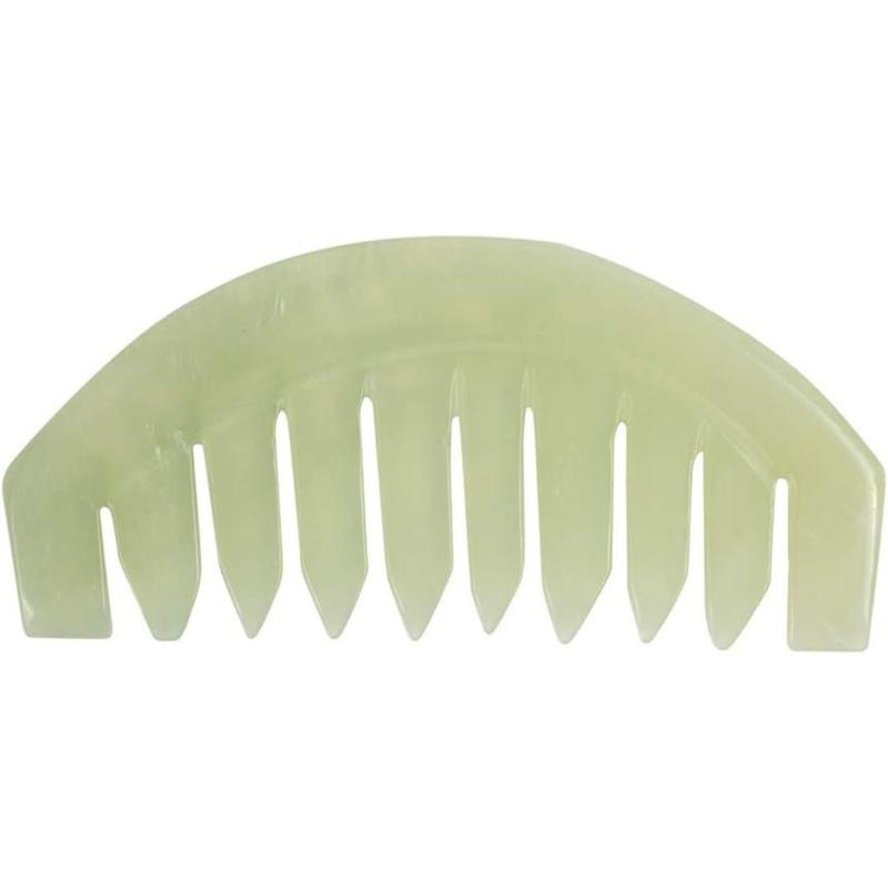 Jade Stone Gua Sha Comb Traditional Massage Tools for Scalp Head Hair Facial Manual Scalp Massagers with Acupuncture Head Therapy Trigger Point Treatment Smooth Body Care