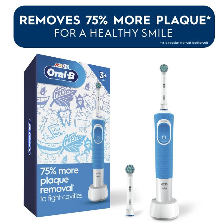 Oral-B Kids Electric Toothbrush with Sensitive Compact Brush Head and Timer, Children 3+