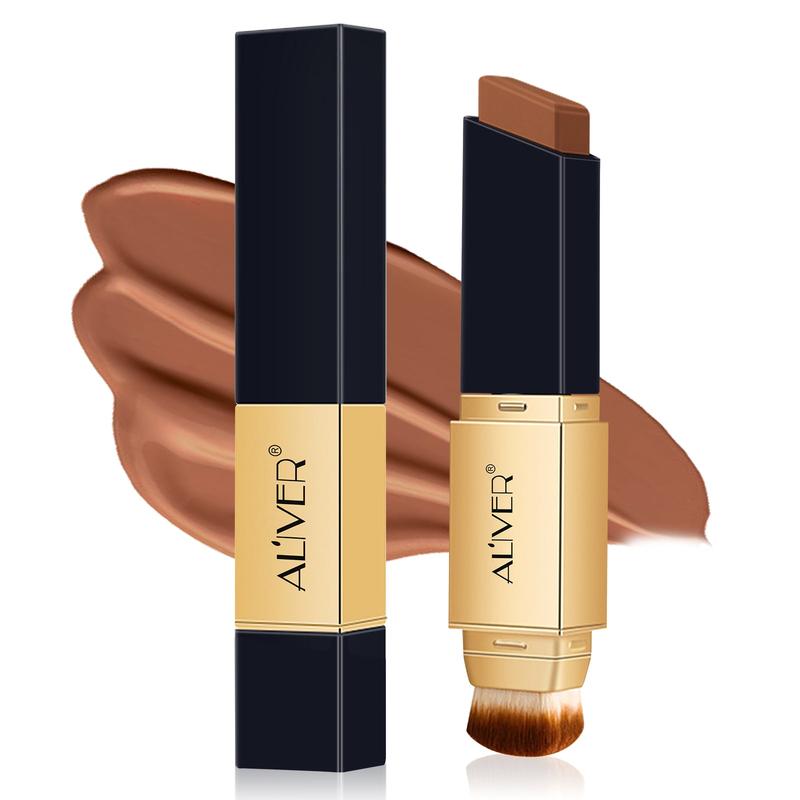 Aliver 2 In 1 Concealer, Foundation Stick, Colour Changing Concealer Stick with Cosmetic Brushes, Long Lasting Makeup Full Concealer Stick(3 colors)