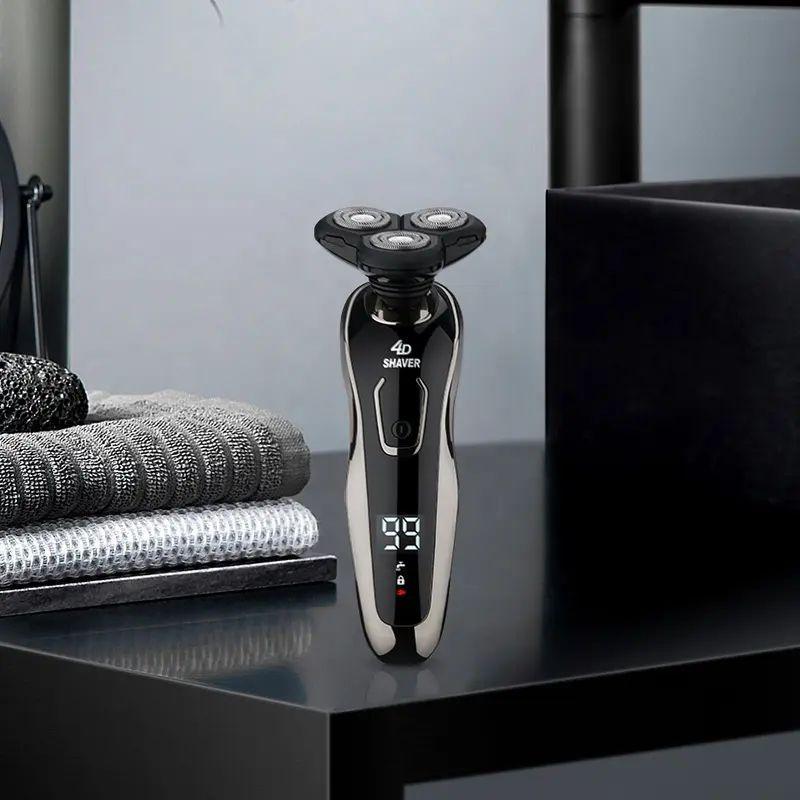 USB Rechargeable Electric Shaver for Men, Waterproof Rotary Razor, Cordless Wet and Dry Shaver, Beard Trimmer for Men