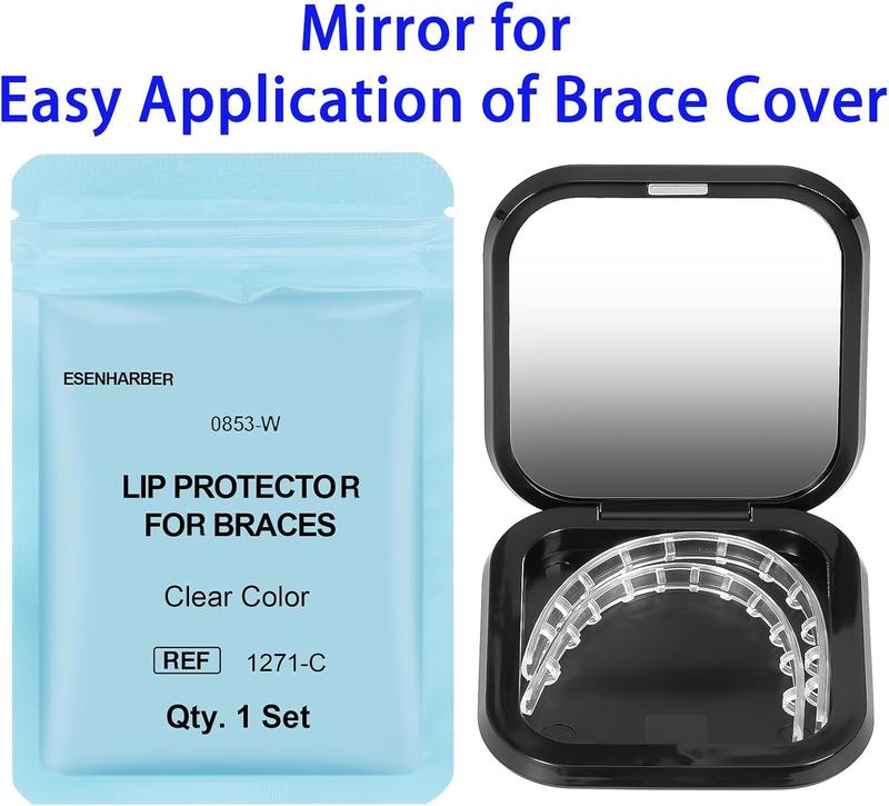 Comfort Braces Cover - Lip Protectors, Lip Pads, Mouth Guards, Clear Teeth Guards, Bracket Protectors, Aligners, Dental Wax Replacement, Soft and Comfortable, Portable Storage Case with Mirror