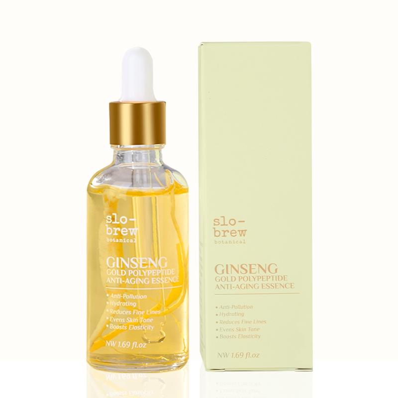 Korean Ginseng Gold Polypeptide Essence with Vitamin C, Vitamin E, Hyaluronic Acid for Dark Spots, Even Skin Tone, Eye Area, Fine Lines & Wrinkles