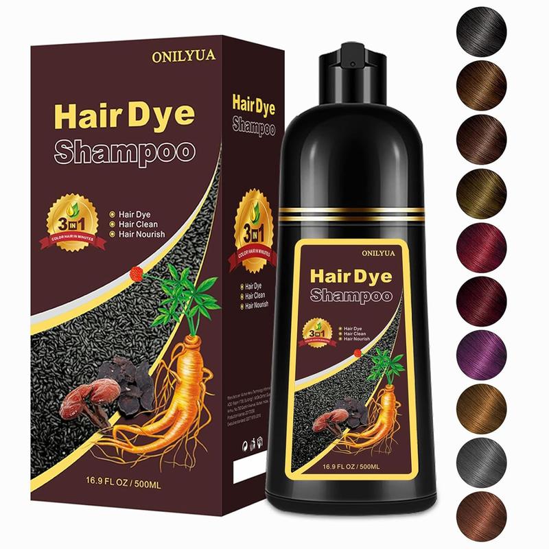 3-in-1 Instant Hair Dye Shampoo，Herbal Ingredients Hair Color Shampoo，Suitable For All Hair Types，100% Coverage of Gray Hair