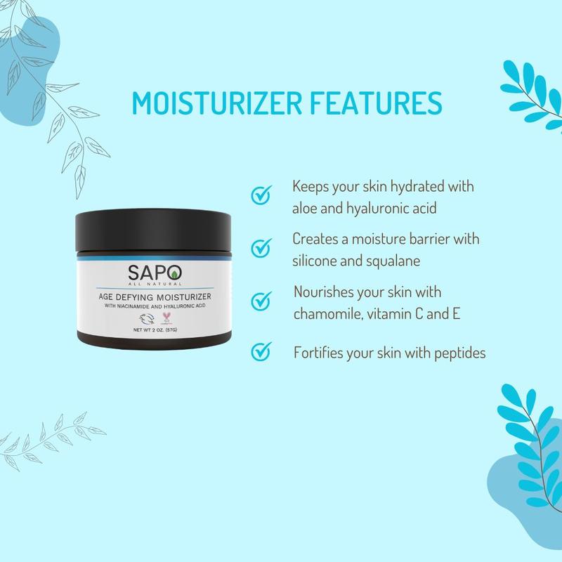 Sapo All Natural Moisturizer with Hyaluronic Acid, Aloe & Niacinamide – Nourishing & Hydrating Cream Moisture Skincare