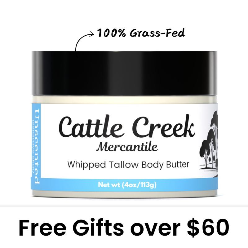 Whipped Tallow Body Butter by Cattle Creek - Deep Moisturizing, Skin Soothing & Repairing Cream Body Care Organic Moisturizer Olive