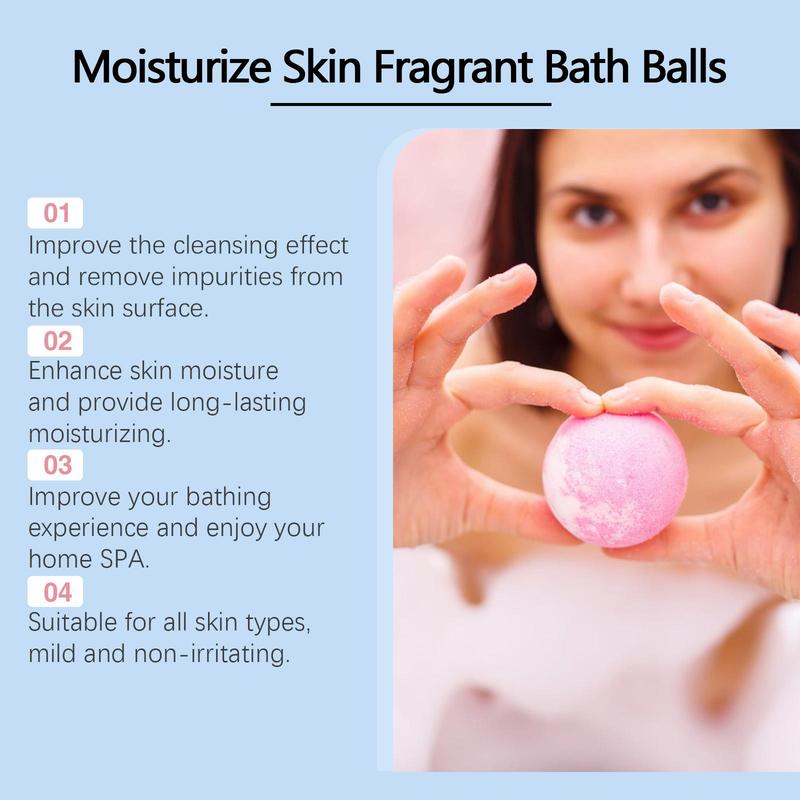 Moisturizing Bubble Bath Ball Gift Box, 6 Counts box Natural Plant Extract Fragrance Bubble Bath Ball, Body Care Set for Women