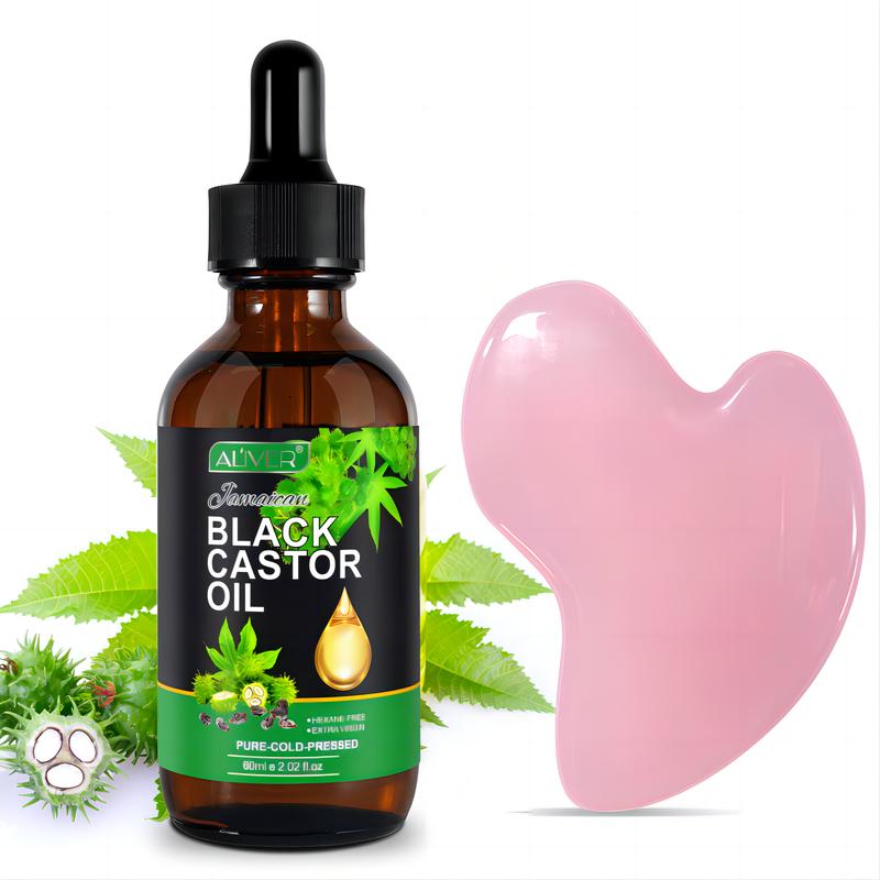 Aliver Body Care Jamaican Black Castor Oil (60ml), with Gua Sha or Castor Oil Pack Set. Comfort Cosmetic Comfort Cosmetic