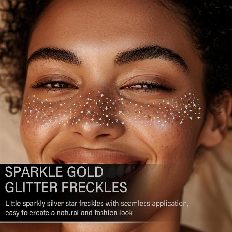 Glitter Star and Dots Shaped Makeup Sticker, 1 Box Sparkles Temporary Makeup Tattoo Stickers, Face Makeup Accessories for Women & Girls, Christmas Gift