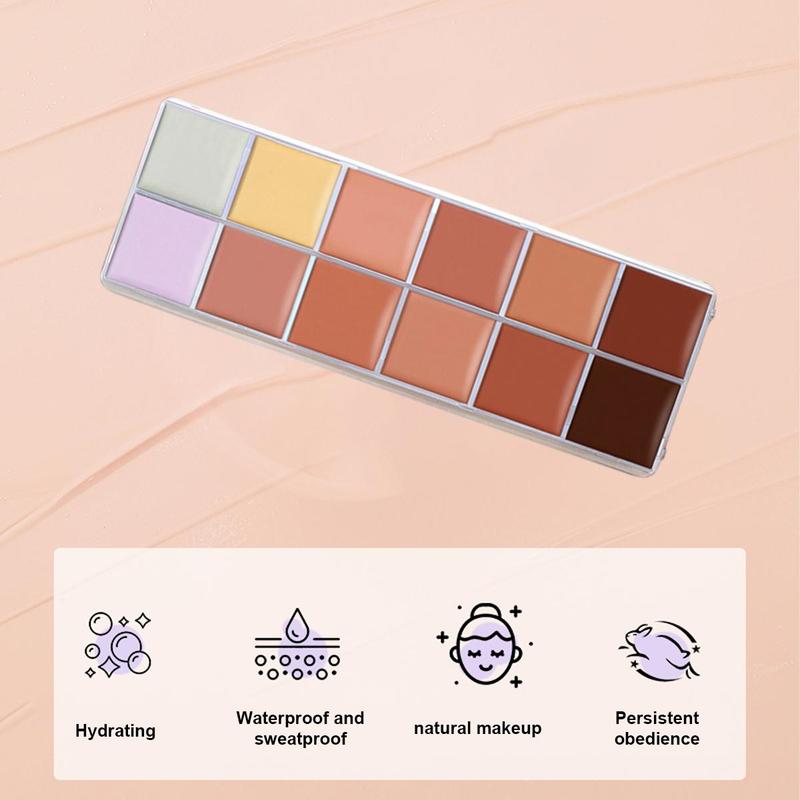 12 Color Correcting Concealer Palette with Brush, Waterproof Concealer Cream, Contouring Makeup Palette