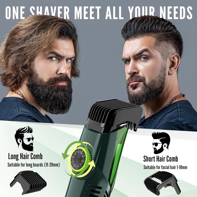 Father’s Day special,Vacuum Beard Shaver for Men, SHPAVVER Mustache Trimmer with 20 Length and Styles Adjustable, Built-in Vacuum Trimmer for Mustache, Sideburns, Facial Hair, Rechargeable, IPX6 Waterproof, 2 Comb, Best gift for men!