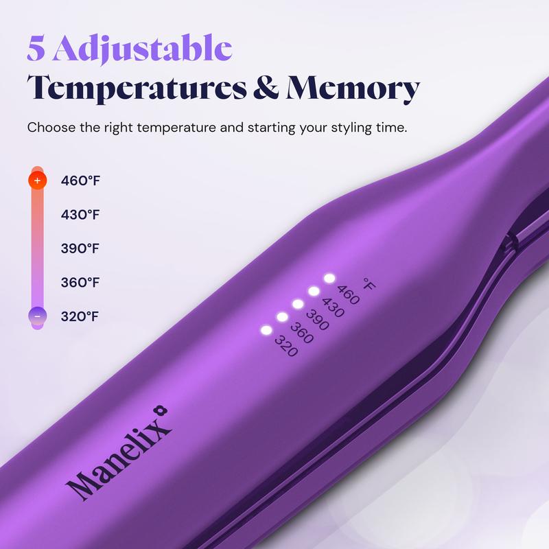 Manelix 0.3 Inch Super Slim Design Mini Flat Iron for Short Hair, 2 in 1 Hair Straightener and Curler, Dual Voltage PTC and Ceramic Small Flat Iron Hair Straightener