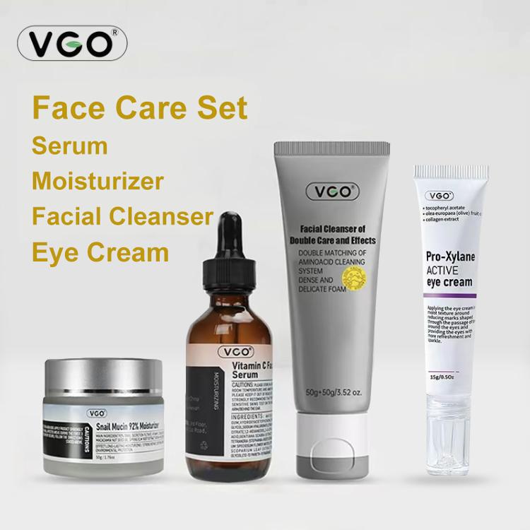 VGO Vitamin C Serum, Moisturizer, eye cream and Facial Cleanser Set Cleansing Moisturizing Suitable for sensitive skin-Live Skincare Radiance Facial Serum Skin Repair