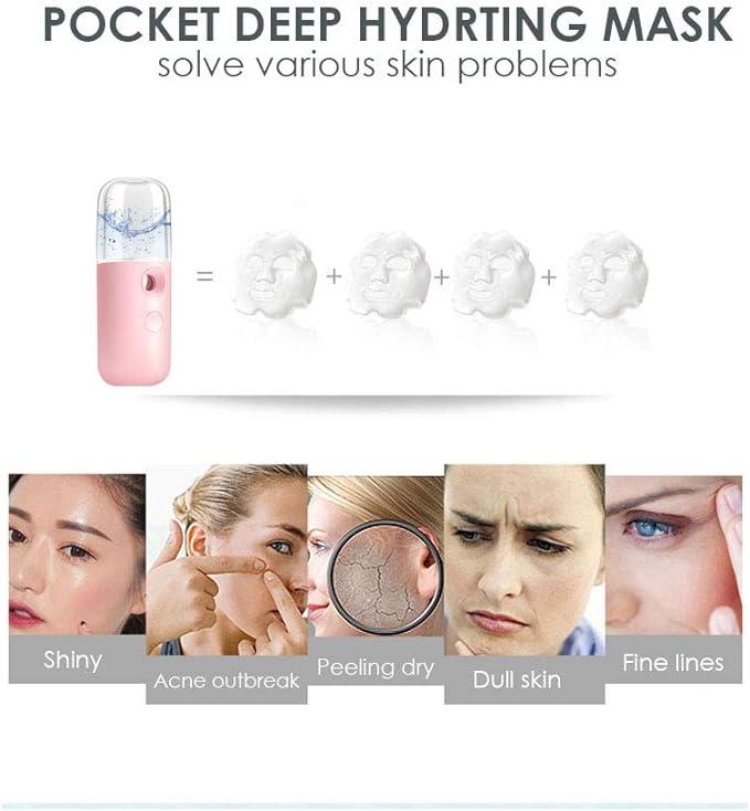 [New Customer Discount] 2 Packs Nano Facial Steamer, Handy Mini Mister, USB Rechargeable Mist Sprayer, 30ml Visual Water Tank Moisturizing&Hydrating for Face, Daily Makeup, Skin Care, Eyelash Extensions-Pink