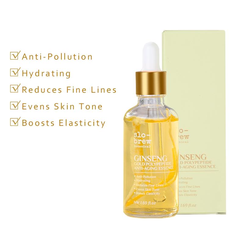 Korean Ginseng Gold Polypeptide Essence with Vitamin C, Vitamin E, Hyaluronic Acid for Dark Spots, Even Skin Tone, Eye Area, Fine Lines & Wrinkles