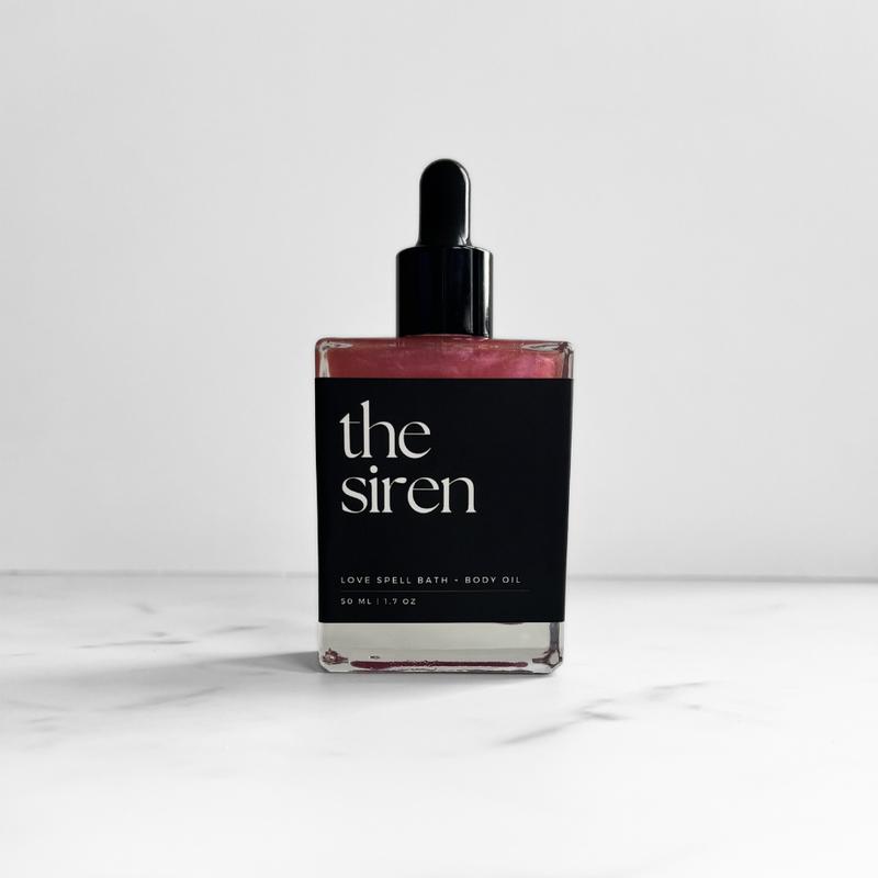 The Siren | Love Spell Ritual Bath + Body Oil | Shimmer Oil | Rose + Peony + Water Lily + Hibiscus