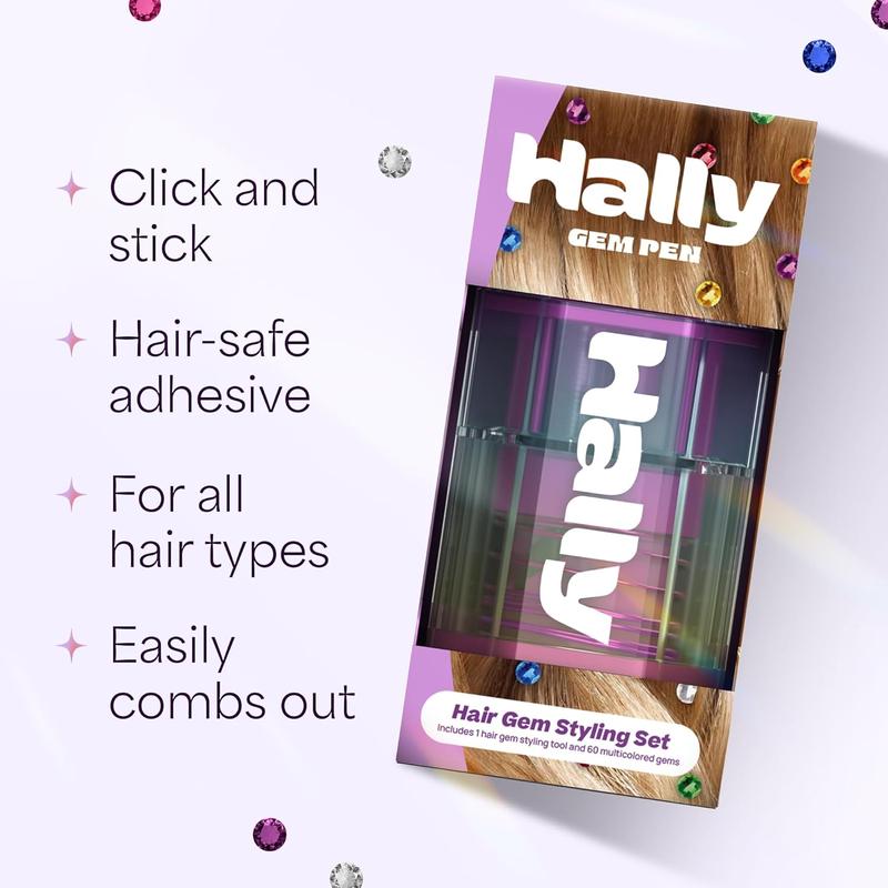 Hally Hair Gems Pen Applicator - Includes Hair Styling Tool with 240 Multicolored Adhesive Gem Stickers Hair Jewels - Stylish Hair Accessories for School, Halloween, Festivals, Wedding, Parties & More