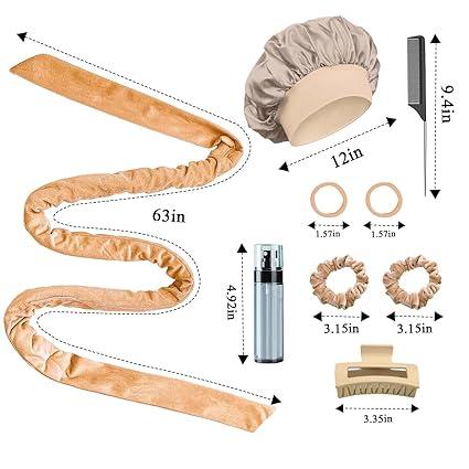 Heatless Curlers for Long Hair for Women, velvet Material  rollers Heatless Styling Tool Set Haircare Overnight Hair Curlers with sparkly bonnet