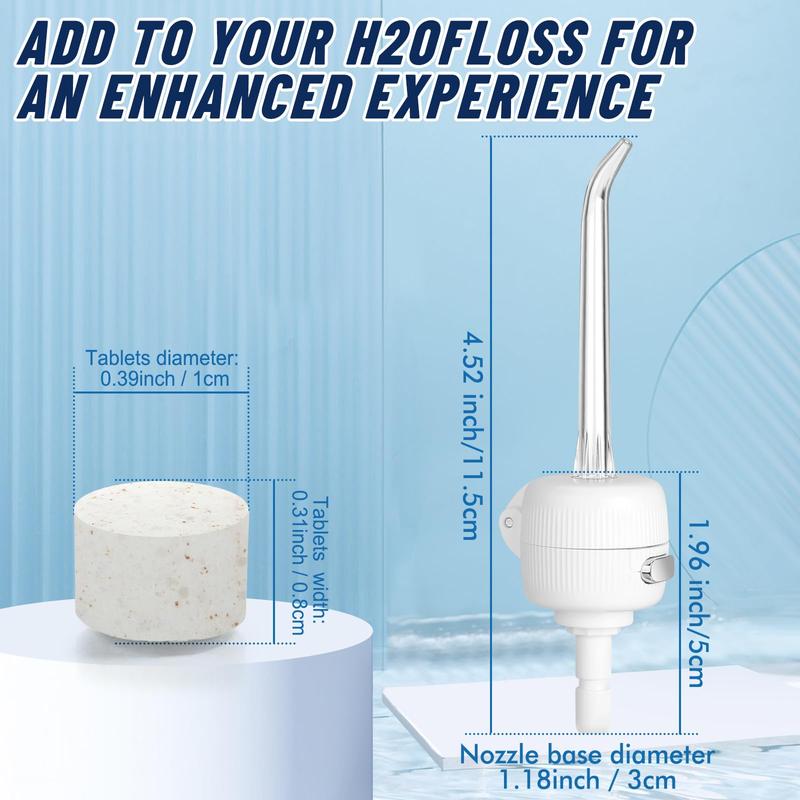 h2ofloss Whitening Water Dental Flosser Refill Tablets＆H2ofloss Oral Irrigator Dedicated Nozzle-Compatible with all h2ofloss Water Dental Flosser,Cinnamon (30 Count)