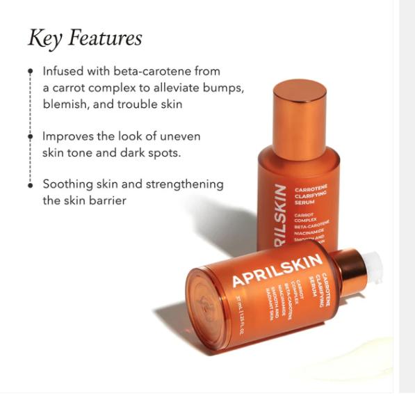 [APRILSKIN Official Shop] Carrotene Clarifying Serum (37ml) | Niacinamide+Carrot seed oil+Centella Asiatica Extract Soothing Serum|Korean Skincare | Glass Glow Serum