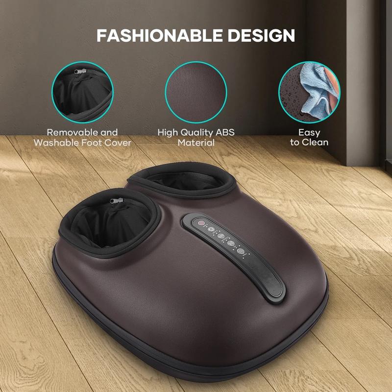 Shiatsu Foot Massager with Heat, Deep Kneading Relief for Tired Muscles Plantar Fasciitis, Adjustable Comfort for Home & Office, Fits Up to Size 12